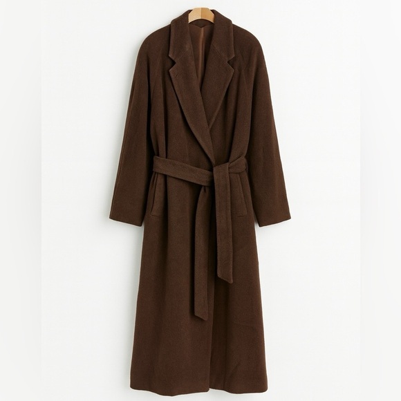 Les Copains Jackets & Blazers - Les Copains | Brown Vintage Made in Italy Wool Textured Herringbone Coat L/XL